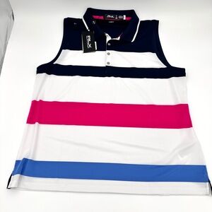 NEW RLX Ralph Lauren Striped Golf Sleeveless Colared Golf 5/15 Women's XL